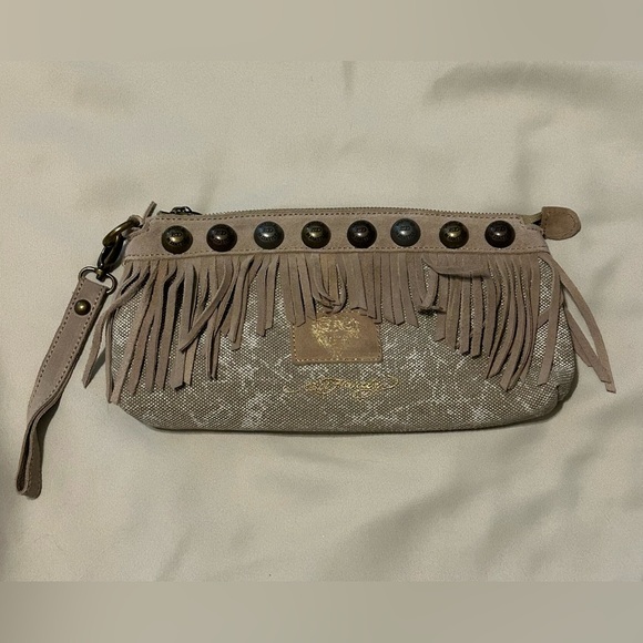 Ed Hardy Ferris Wristlet with Suede Fringe Clutch Bag - Picture 7 of 13